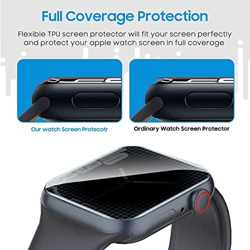 Uniqueme [6 חבילות TPU פרטיות מגן על מגן תואם ל- Apple Watch 40 ממ, [שדרוג סרט גמיש] אנטי-סקרט [חינם בועה] אנטי-ריגול HD TPU סרט ברור של IWatch 40 ממ